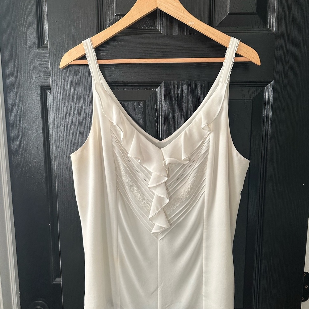 White House Black Market Cream Ruffled Camisole